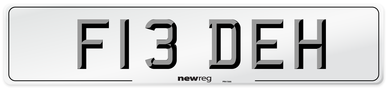 F13 DEH Number Plate from New Reg